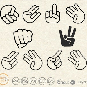 Schocker Stil svg, Schocker Finger geschnitten Datei, Mittelfinger Aufkleber svg, Daumen hoch Finger Gebärdensprache für Cricut Silhouette sofortigen download