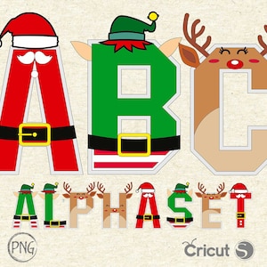 Christmas Alphabet PNG Bundle: Santa, Elf, Reindeer Letters (Digital Download)