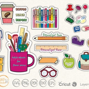 Lehrer, Schulanfang, Laptop, Aufkleber Aufkleber SVG Pack zum Schneiden