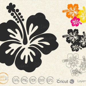 Hibiscus Svg, Hibiscus Flowers Clip Art, Hawaiian Flower Svg, Hibiscus Flower Svg, Flower Svg, Hawaii, Tropical Clip Art  for Cricut