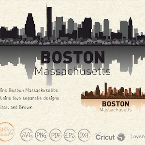Boston svg, Boston Massachusetts Skyline svg, Massachusetts svg, City skyline clipart svg, Town Scrapbook Sticker file for Cricut Silhouette