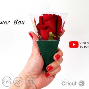 Flower Box SVG, Flower Package Gift, Boîte de fleurs pour la Saint-Valentin, Projet pour cricut, Téléchargement instantané, Boîte cadeau Saint-Valentin SVG, Valentine svg