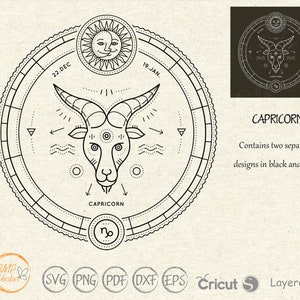 Capricorno zodiaco SVG, Capricorno astronomia SVG, segni di costellazione, astrologia, file oroscopo per Cricut, segni zodiacali SVG, oroscopo SVG