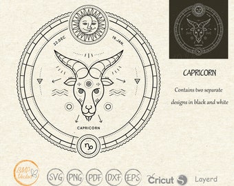 Capricornio Zodíaco svg, Capricornio Astronomía svg, Signos de Constelación, Astrología, Archivo Horóscopo para Cricut, Signos del Zodíaco svg, Horóscopo svg