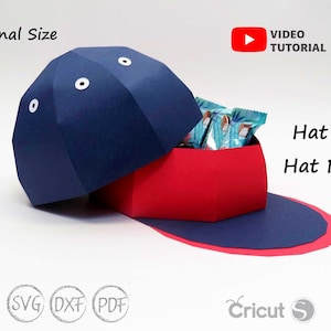 Baseballcap Box SVG, Baseballcap sjabloon afdrukbaar, Baseball SVG, Box Favor SVG-sjabloon voor Cricut Silhouette Cameo scoren niet vereist