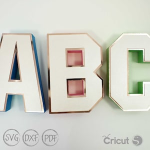 3D Alphabet Letters A-Z 0-9 Die cut template SVG,3D letters for Cricut, Silhouette Cameo, Laser cutting machine image 5