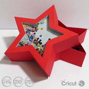 Plantilla Shaker Star Box, Star Box SVG, Caja de estrella transparente, caja de regalo de San Valentín, cajas de regalo, Plantilla de caja Cricut, Plantilla svg de caja de regalo