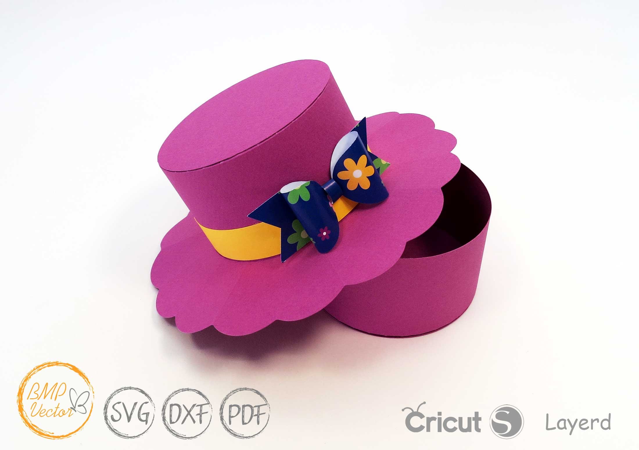 Hat Box SVG 3D Hat Gift Box Women Hat Box SVG File for Etsy