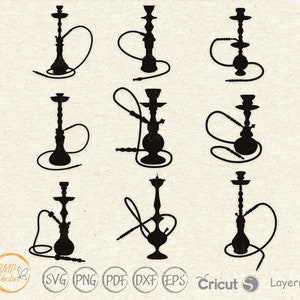 Shisha Shisha Rauch Shisha Tabak Arabisch Pfeife Entspannung Shisha Türkisch Aroma Objekt Nikotin Silhouette, Vektor, printable, Cricut