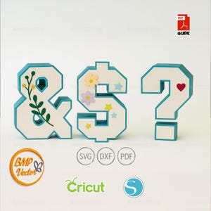 3D Symbols Letters template Svg, 3d letter SVG for Cricut Svg files, 3d letters Cricut project, Silhouette Cameo Dxf