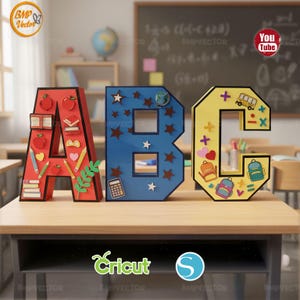 3D Alphabet Letters template A-Z 0-9, 3d letter SVG for Cricut Svg files, 3d letters Cricut project, Silhouette Cameo Dxf