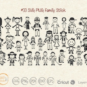 Stick Family Svg Bundle, Kid svg, stick figure svg, Stick family svg, Stick Kids svg, Stick People Svg, Vinyl for Cricut Silhouette