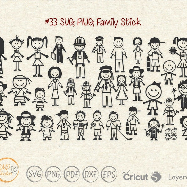 Stick Family Svg Bundle, Kid svg, stick figure svg, Stick family svg, Stick Kids svg, Stick People Svg, Vinyl for Cricut Silhouette