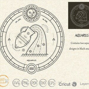 Aquarius Zodiac svg, Aquarius Astronomy svg, Constellation Signs, Astrology, Horoscope Cut File for Cricut, Zodiac Signs svg, Horoscope svg