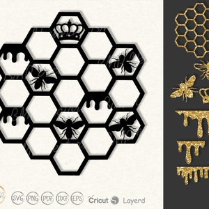 Honingraat SVG, honing SVG, Bee SVG, Queen Bee SVG, Honey Bee SVG, honingraat gesneden bestand, honing DRIPS SVG, imker bijenteelt SVG