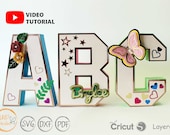 3D Alphabet Letters SVG Template: A-Z, 0-9 Die Cut Files (Digital Download)