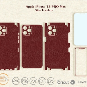iPhone 12 Pro Max Skin Template: Voll Wrap Vektordatei (SVG, DXF, PDF)