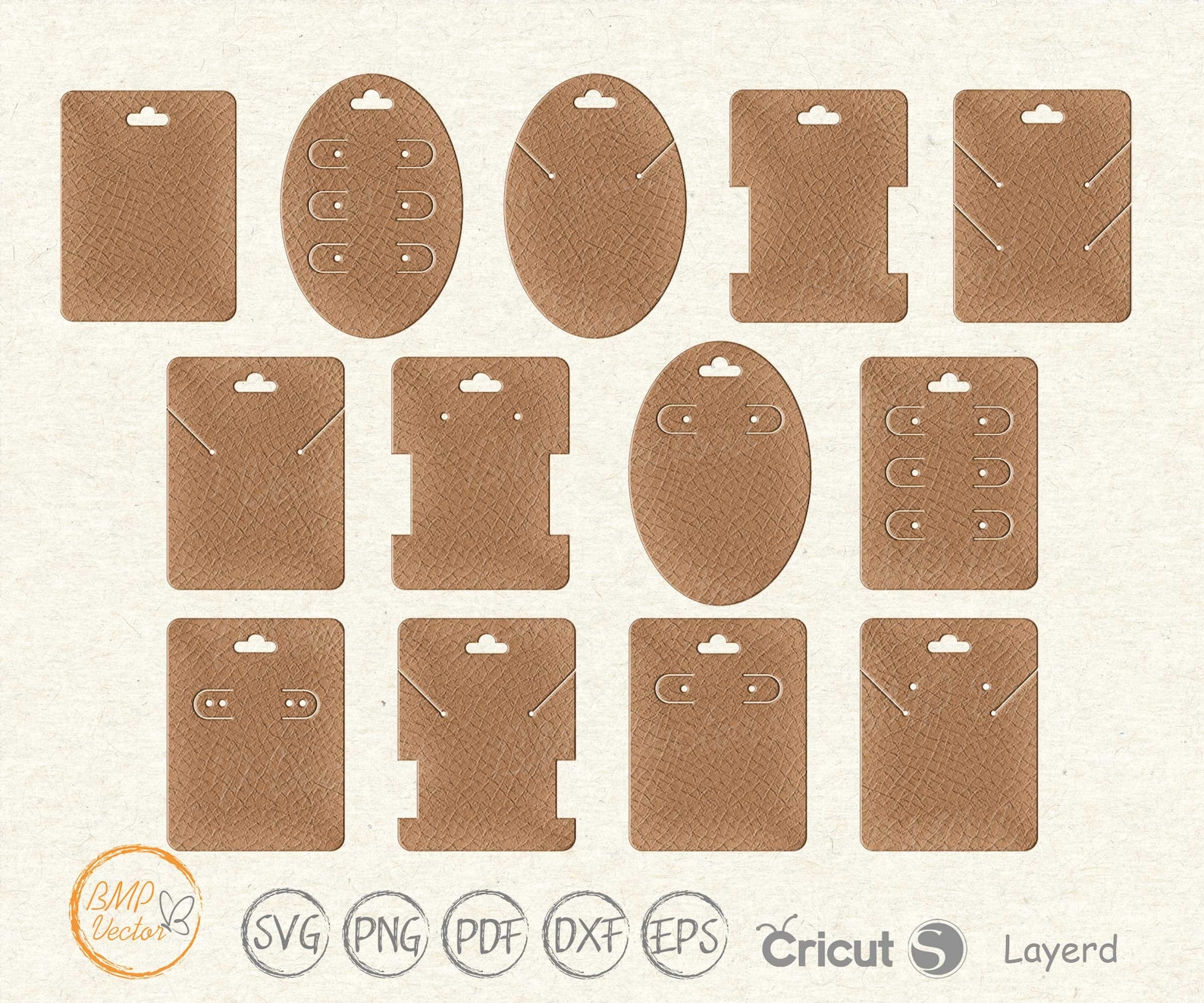 Jewelry Card Holder Templates, Earring Card Display Svg, Template Cutting Files for Jewelry