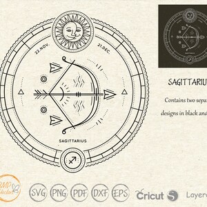 Boogschutter Zodiac SVG, Boogschutter Astronomie SVG, Sterrenbeeld Teken, Astrologie, Horoscoop Bestand voor Cricut, Zodiac Signs SVG, Horoscoop SVG