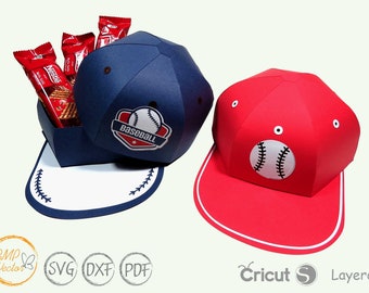 Baseball Cap Favor Box SVG: Printable Gift Box Template (PDF)