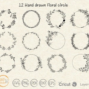 Blumenkranz svg, Blumen Kreis Bordüre svg, Blatt Hochzeit Rahmen svg, Kranz Silhouette, Blumen svg, Kranz Monogramm svg Kreis Rahmen
