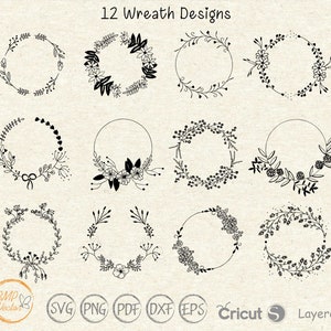 Floral Wreath SVG: Leaf Circle Border, Cricut Cut Files