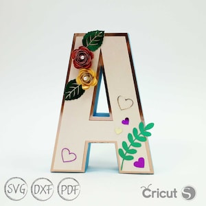 3D Alphabet Letters A-Z 0-9 Die cut template SVG,3D letters for Cricut, Silhouette Cameo, Laser cutting machine image 2