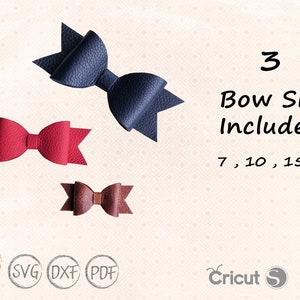 Modèle d’arc de cheveux SVG, 3 motif d’arc de taille standard, arc en feutre, arc de cheveux pour cricut, modèle d’arc en faux cuir
