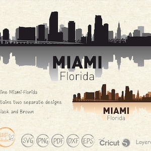 Miami svg, Miami Skyline svg, Florida svg, Stadt Skyline Clipart svg, Stadt Scrapbook Sticker, Miami Florida Clipart svg für Cricut Silhouette