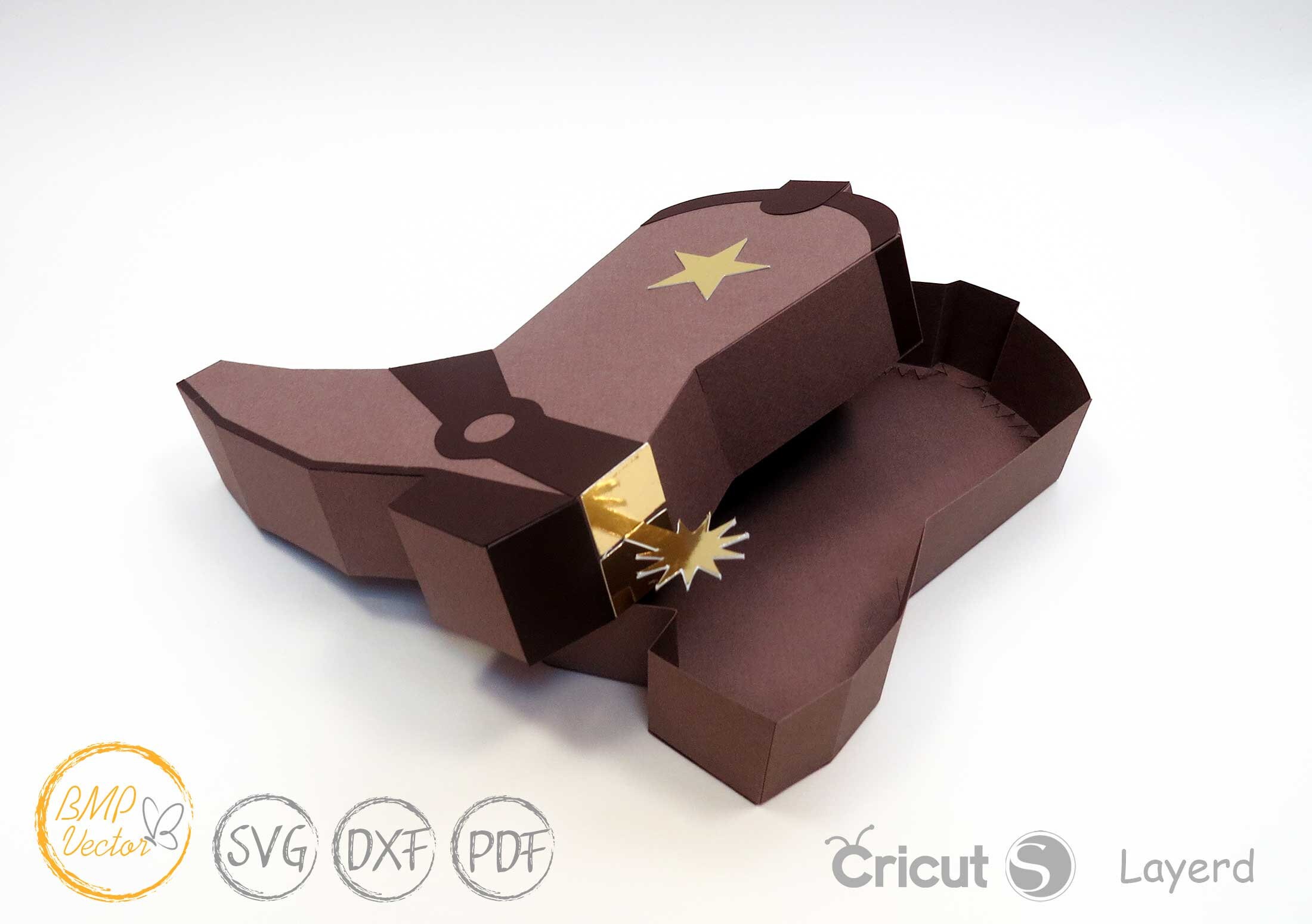 Cowboy Boots Box Svg Template Cowboy Boots Gift Box Boots Etsy