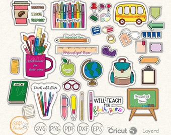 Teacher sticker svg, Teacher sticker pack svg, Back to school svg, Teacher laptop sticker, Teacher gift, Teacher decal, Cute Teacher svg png