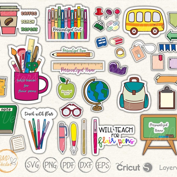 Teacher sticker svg, Teacher sticker pack svg, Back to school svg, Teacher laptop sticker, Teacher gift, Teacher decal, Cute Teacher svg png