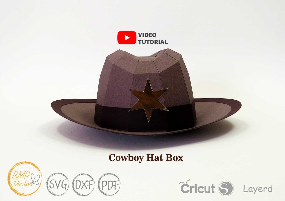 Cowboy Hat Box Svg Template, Die Cut Template for Cricut Silhouette Cameo Laser Cutting Machine