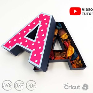 3D Alphabet Box A-Z , 0-9  SVG Template , Die cut template 3D letters for Cricut Silhouette Cameo Laser cutting machine