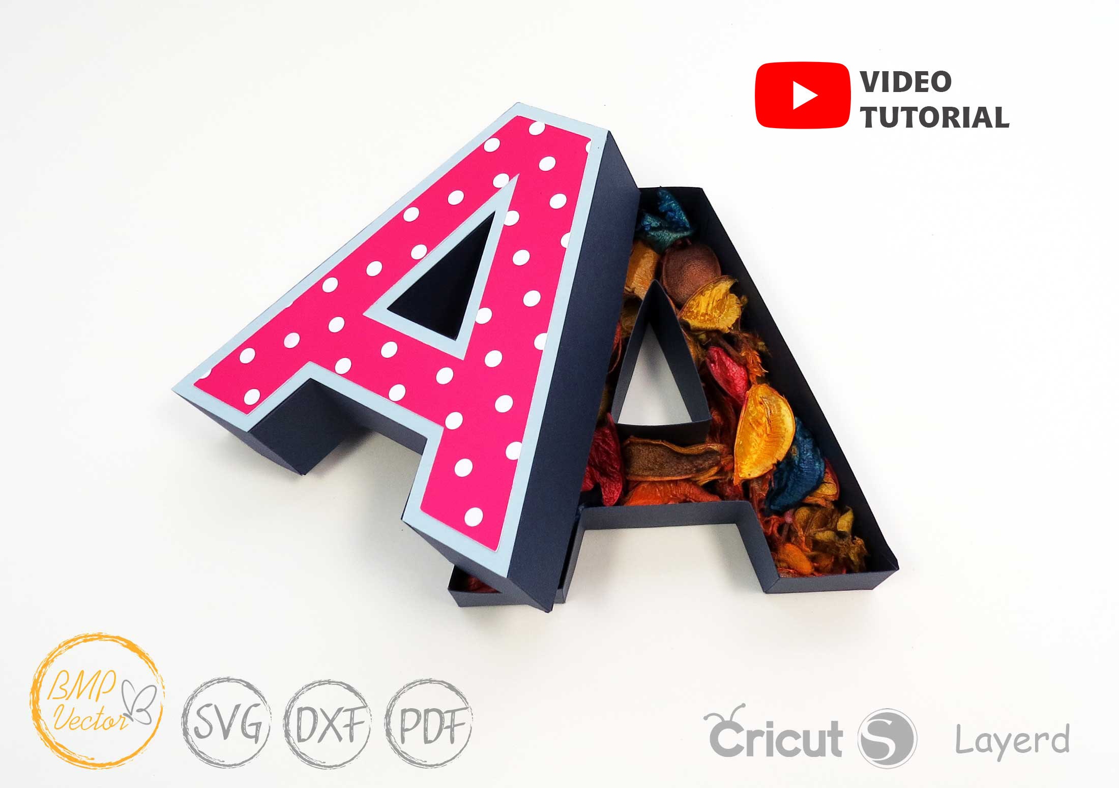 3D Alphabet Box SVG Template: A-Z, 0-9 Die Cut Letters (PDF)