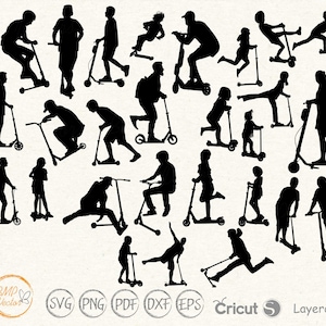 Scooter svg, Scooter Spieler svg, Stunt Scooter Tricks Vektor Bilder für Cricut Silhouette sofortigen download, Printable, Vinyl, Clipart