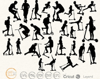 Stunt Scooter SVG: Tricks Vector Clipart for Cricut Silhouette (Digital Download)