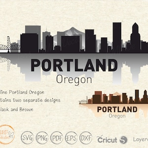 Portland Oregon Skyline SVG: Cricut Silhouette Aufkleber (Digitale Datei)