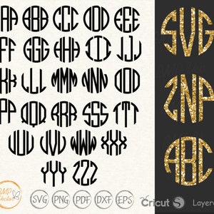 Circle Monogram Alphabet SVG: Initial Letters Cut File (Digital Download)