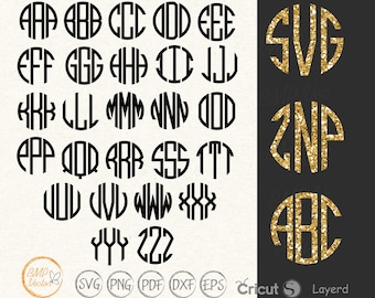 Circle Monogram Alphabet SVG: Initial Letters Cut File (Digital Download)