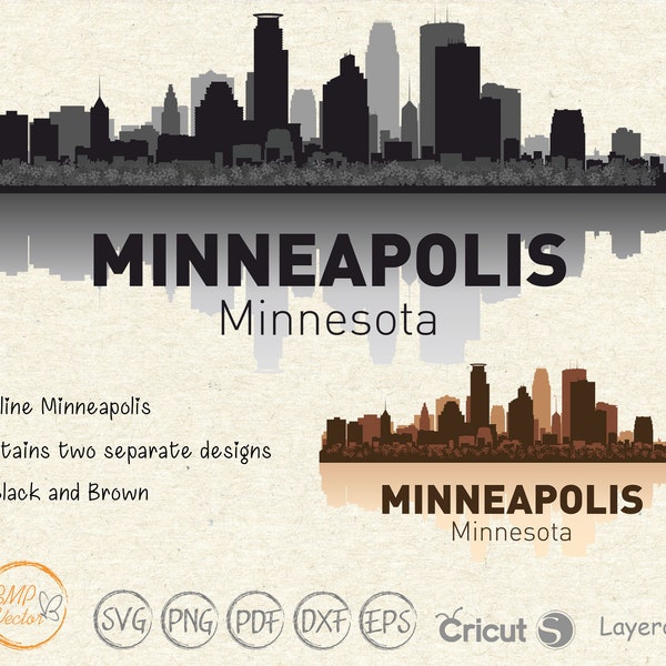 Minneapolis svg, Minneapolis Skyline svg, Minnesota svg, City skyline clipart svg, Town Scrapbook Sticker, svg file for Cricut Silhouette