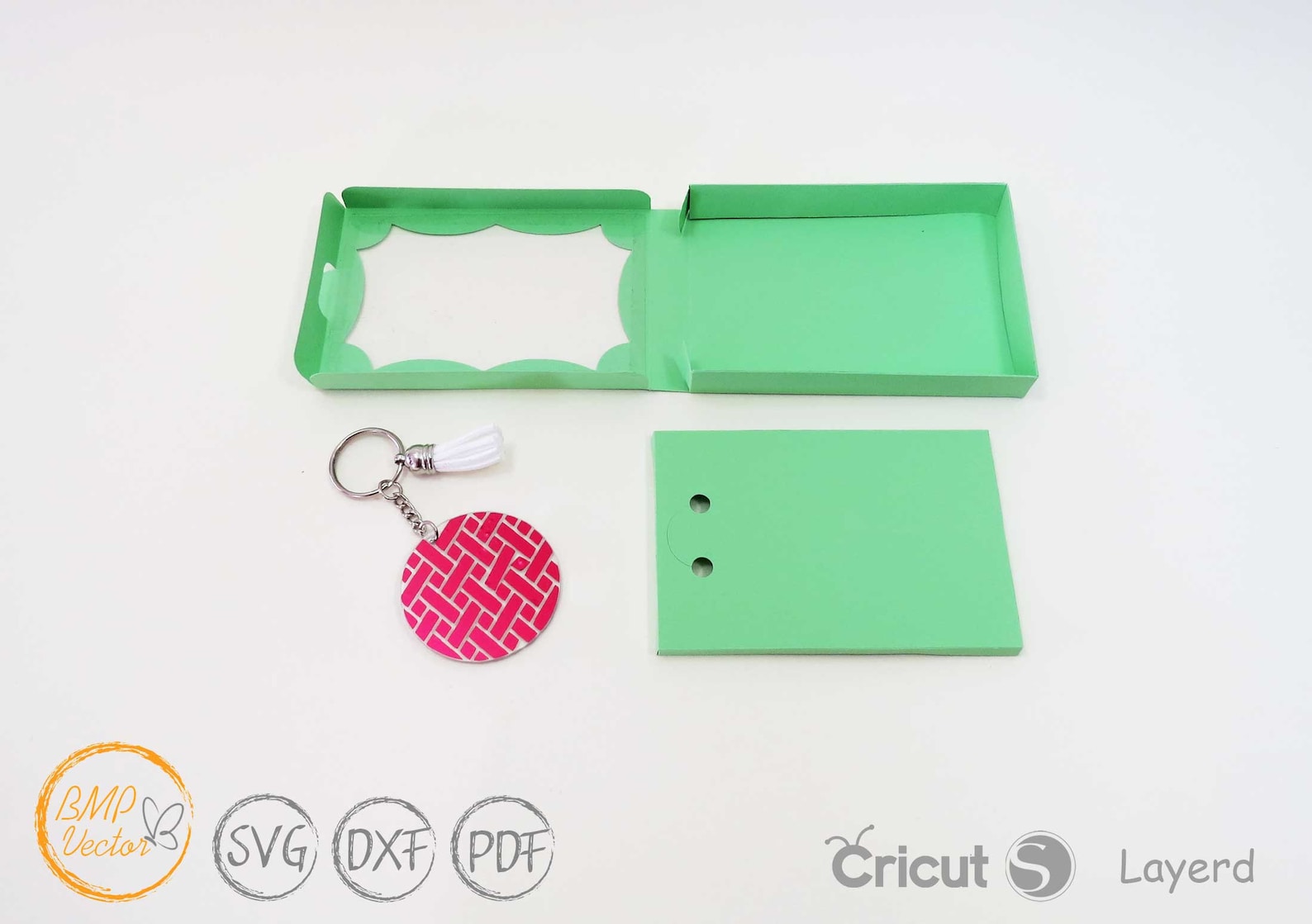 Keychain Box Bundle SVG, Keyring Gift Box, Valentines Gift Box, Keychain Display Card Svg