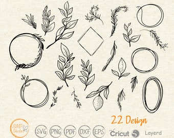 Leaf & Laurel Wreath SVG: Hand-Drawn Branch Clipart (Digital Download)