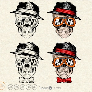Gentleman Skull in Fedora Hut svg, Skull Clipart, Skelett svg, Skull Silhouette Cameo Schablone, Cricut, Skull Dxf png, Skull Vektor