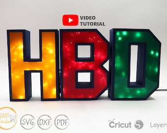 3D Light Alphabet Letters A-Z (SVG, DXF & PDF)