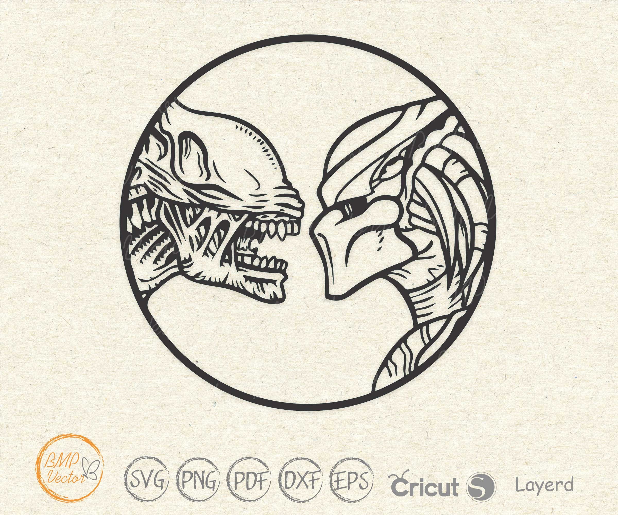 Alien Vs Predator Svg Png Eps Pdf Vector Images For Instant Etsy.