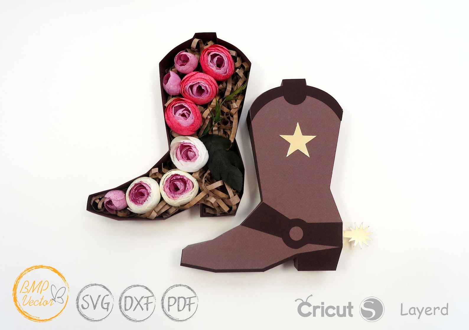 Cowboy Boots Box Svg Template Cowboy Boots Gift Box Boots Etsy