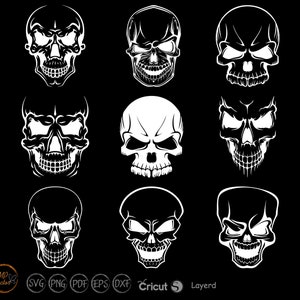 Skull SVG Bundle: Skeleton Silhouette, Cricut Stencil (Digital Download)