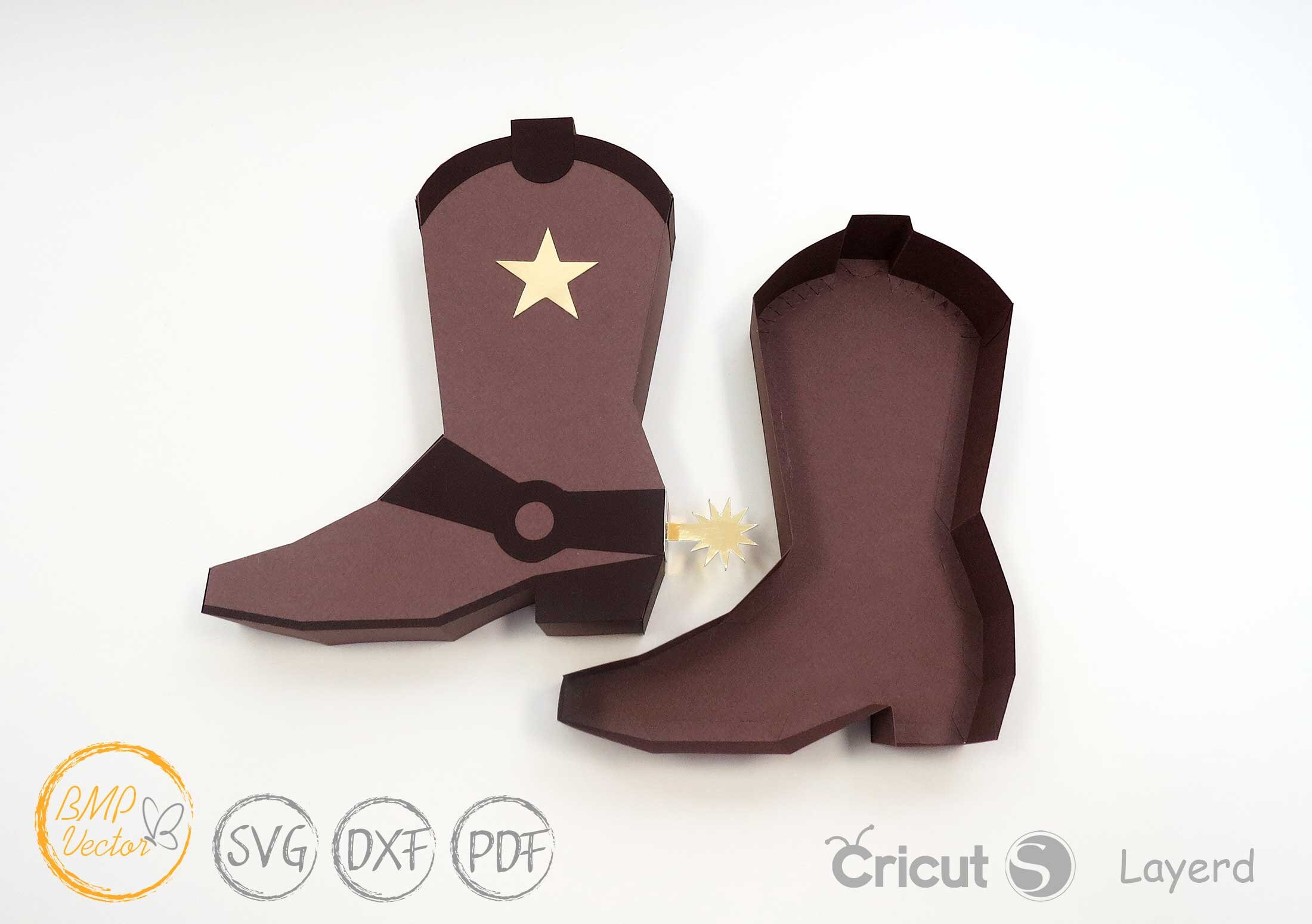 Cowboy Boots Box Svg Template Cowboy Boots Gift Box Boots Etsy