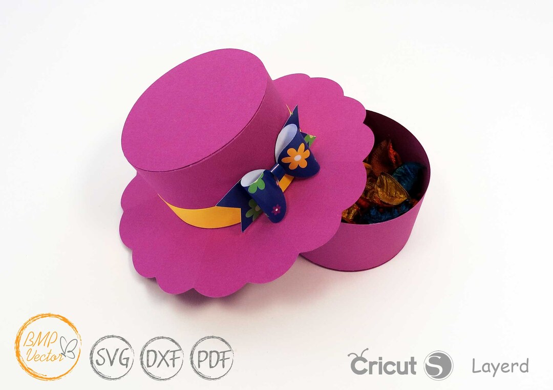 Hat Box SVG, 3D Hat Gift Box, Women Hat Box SVG File for Cricut and